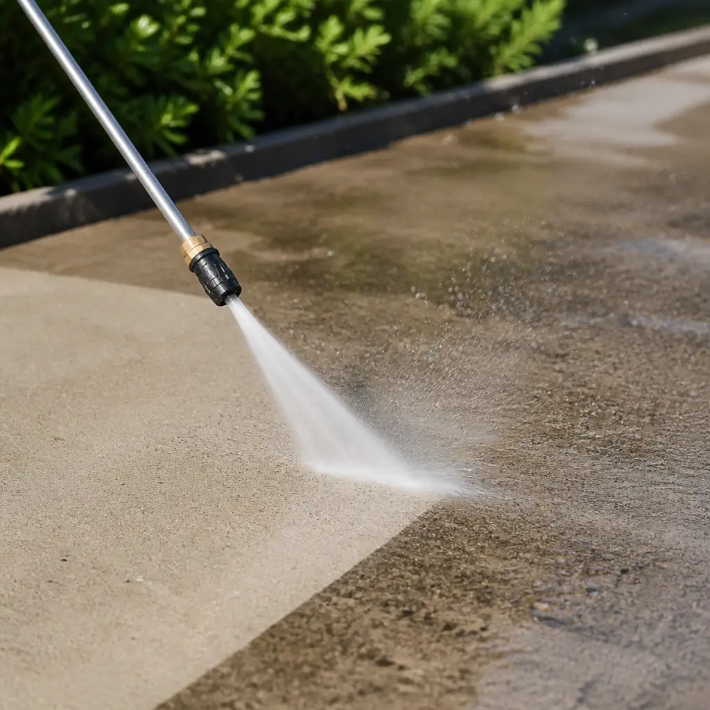 Cleaner wiping down a bright kitchen counter during a recurring visit