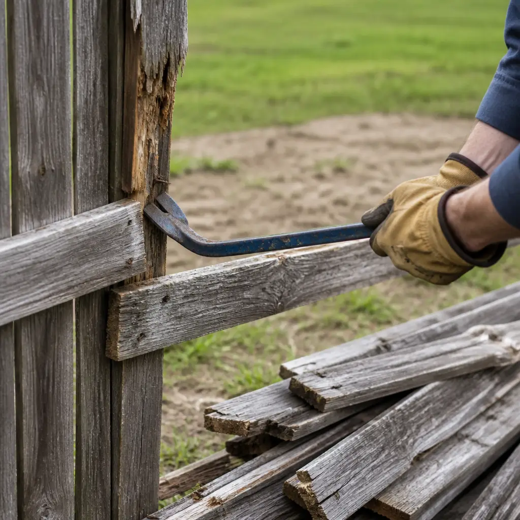 New cedar privacy fence running along a backyard property line