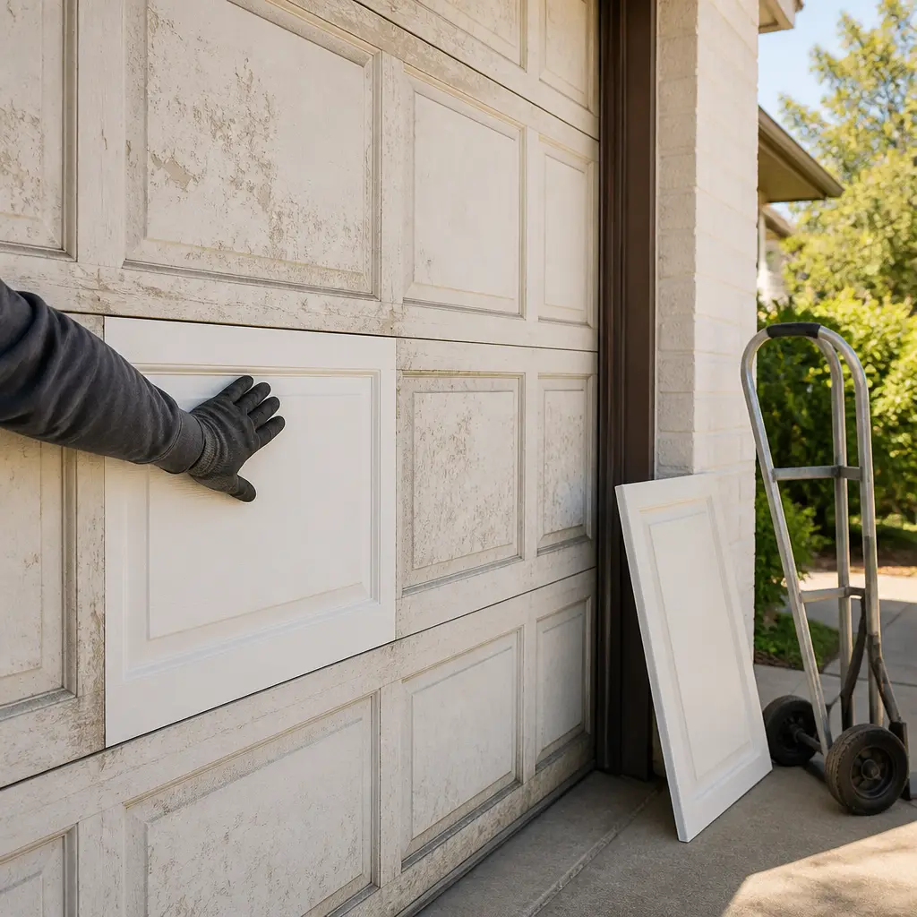 Garage Door Roller Replacement — Above crew on the job