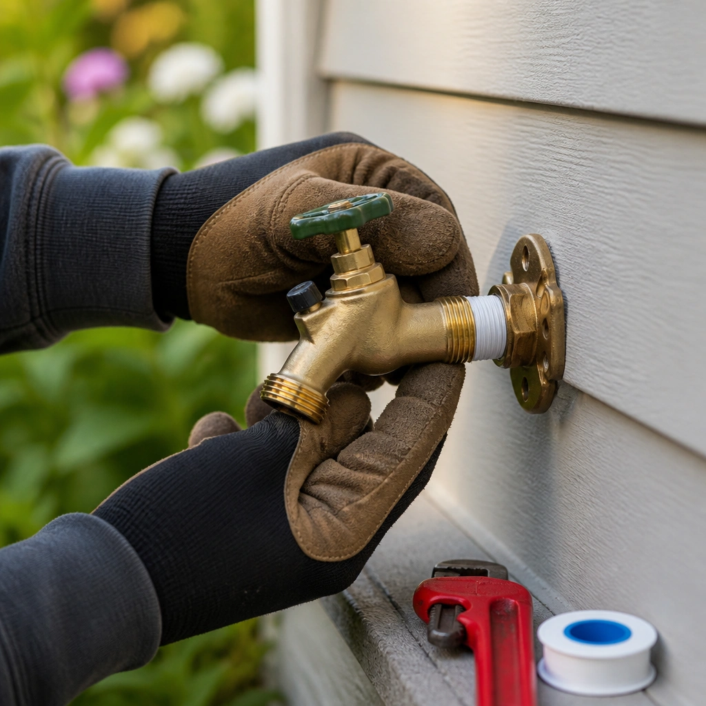 Plumber soldering a copper supply line during a repair