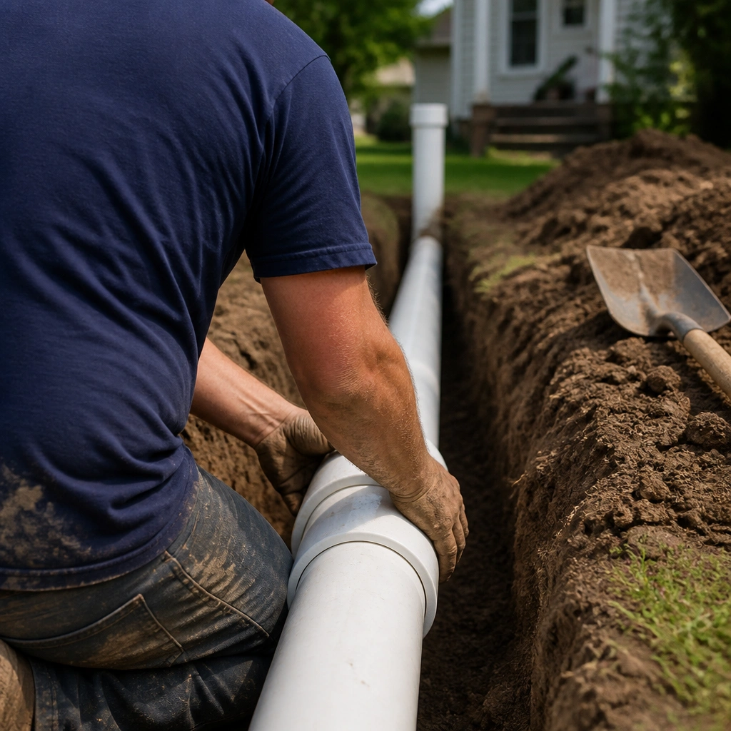 Plumber soldering a copper supply line during a repair