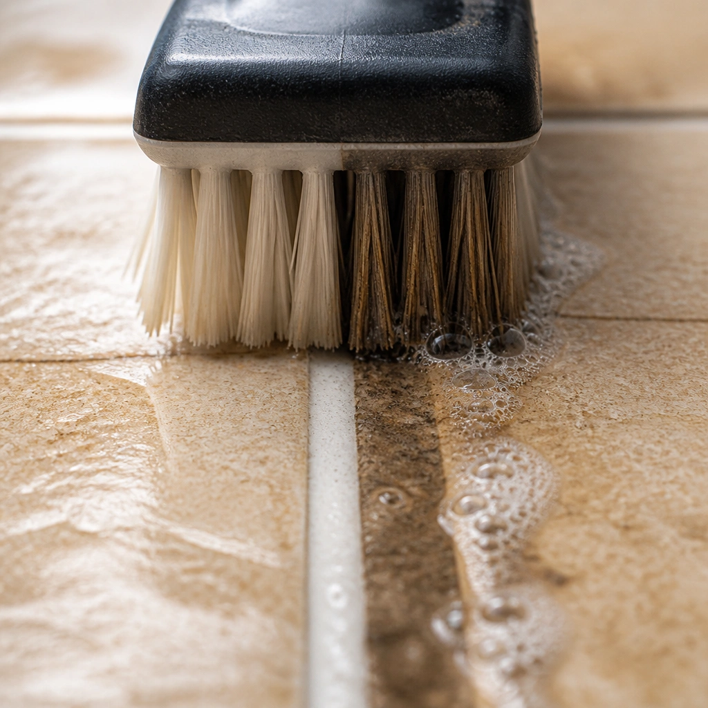Freshly cleaned hardwood floor showing a clean, even sheen