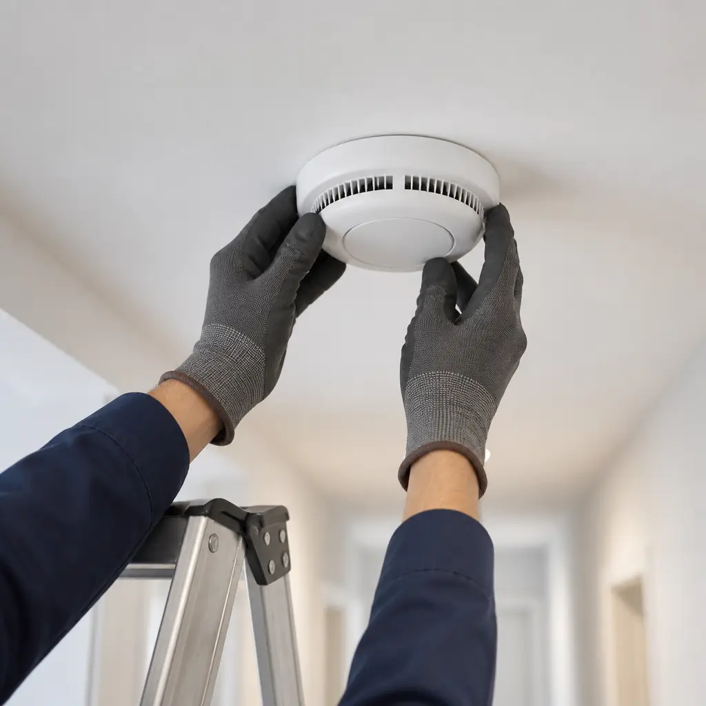 Electrician performing an electrical safety inspection