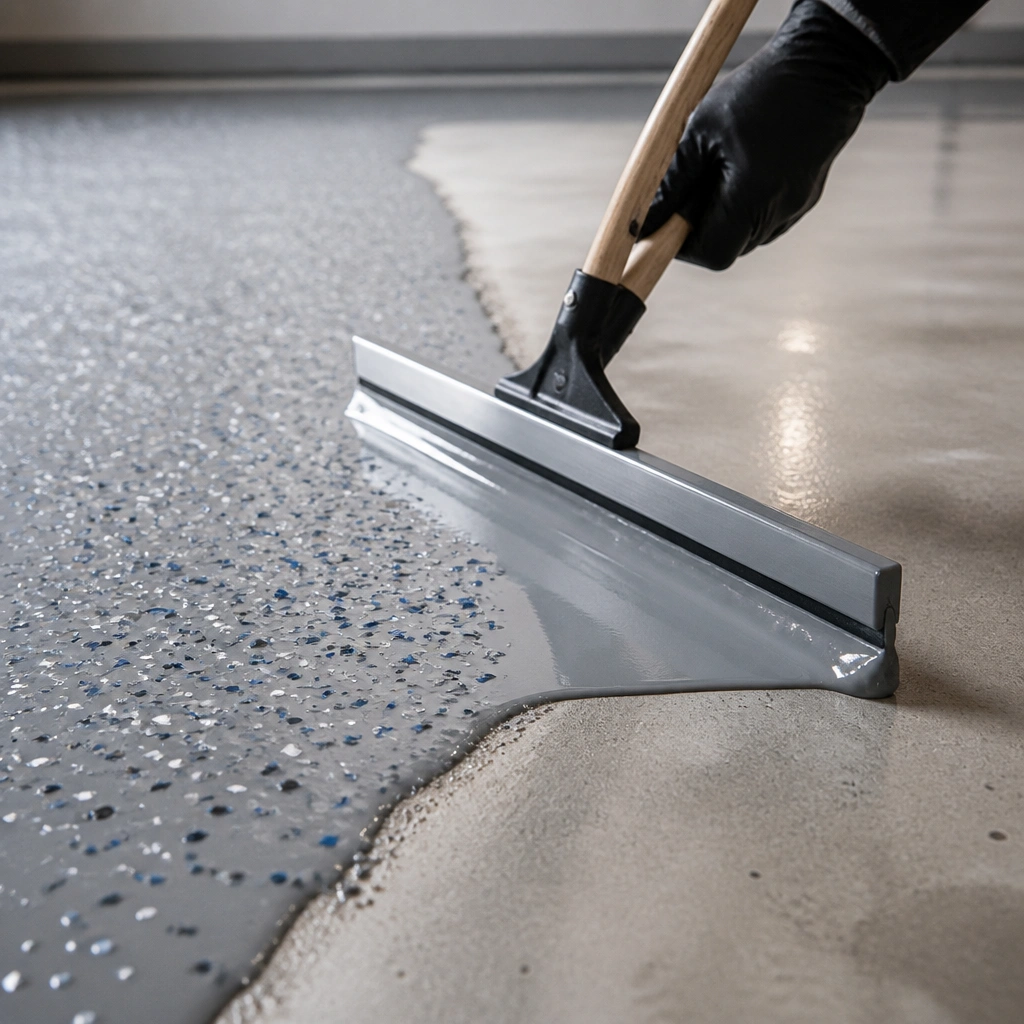 Technician repairing a damaged section of hardwood flooring