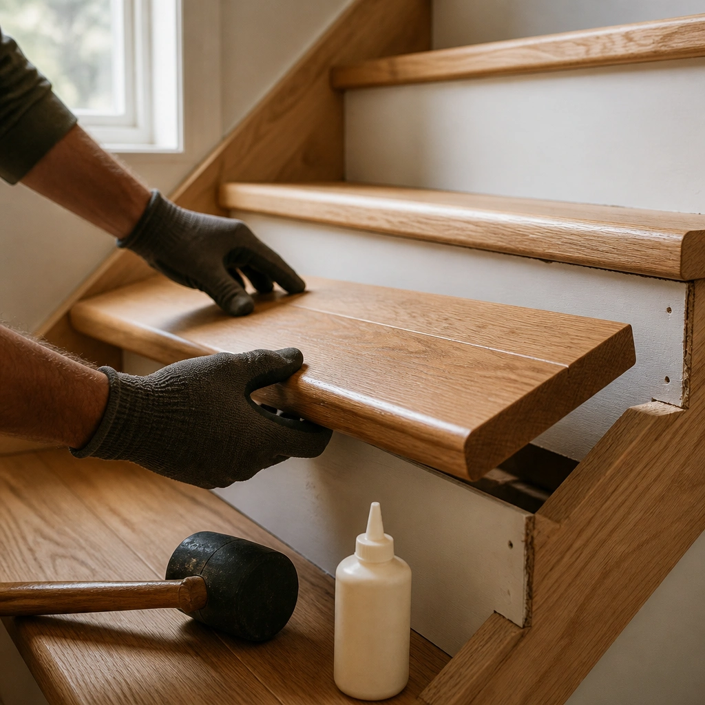 Installer clicking a luxury vinyl plank into place over underlayment