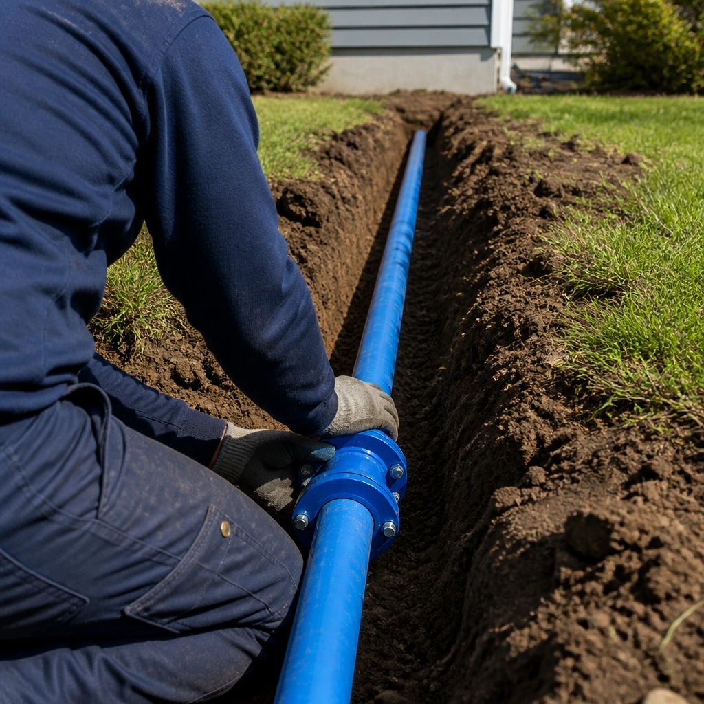 Plumber soldering a copper supply line during a repair