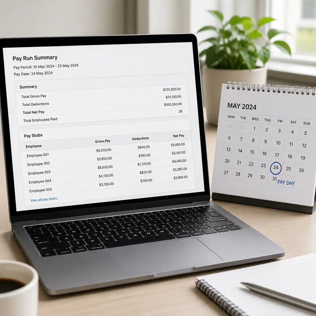 Payroll ledger review in the office