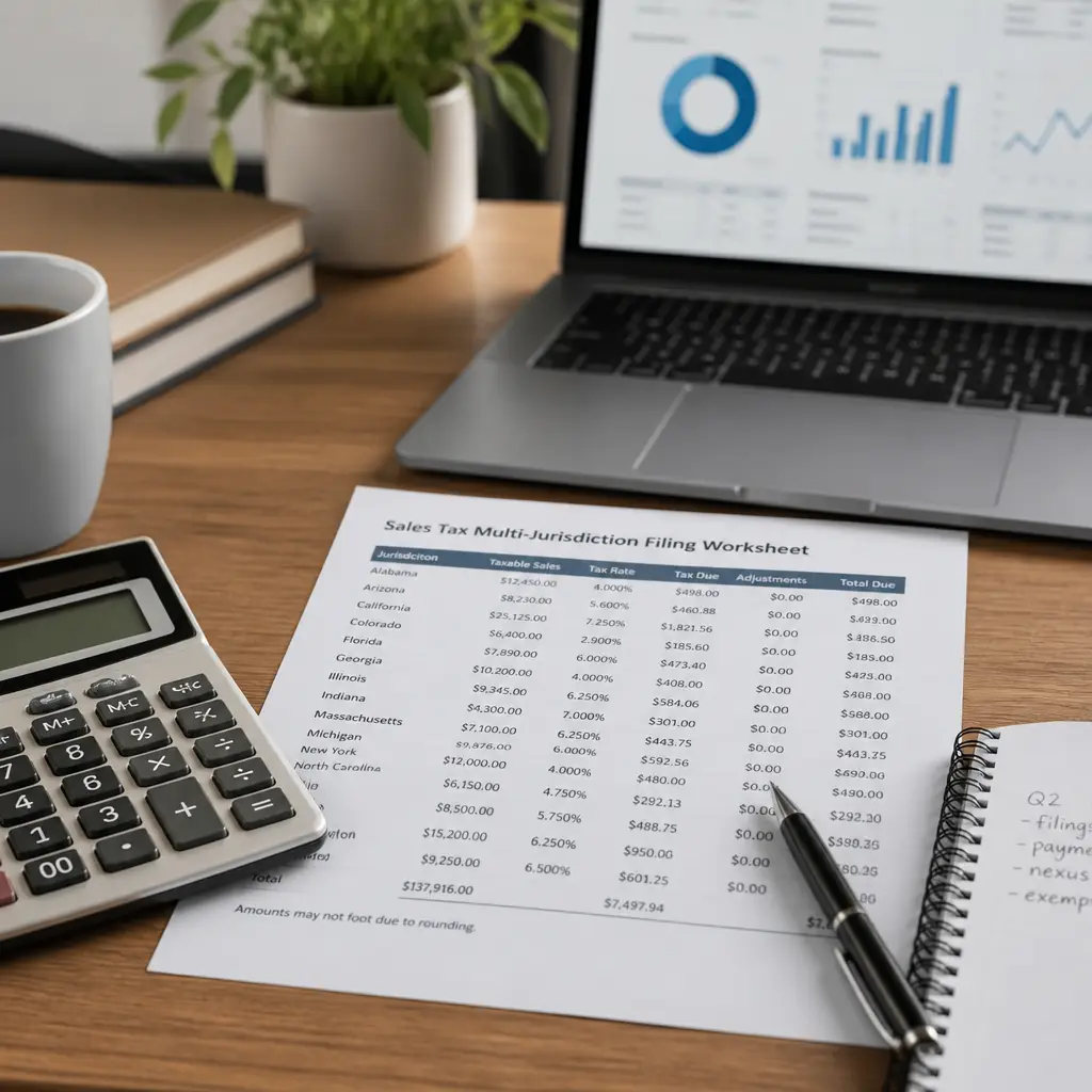 Accountant reviewing a completed tax return with a client