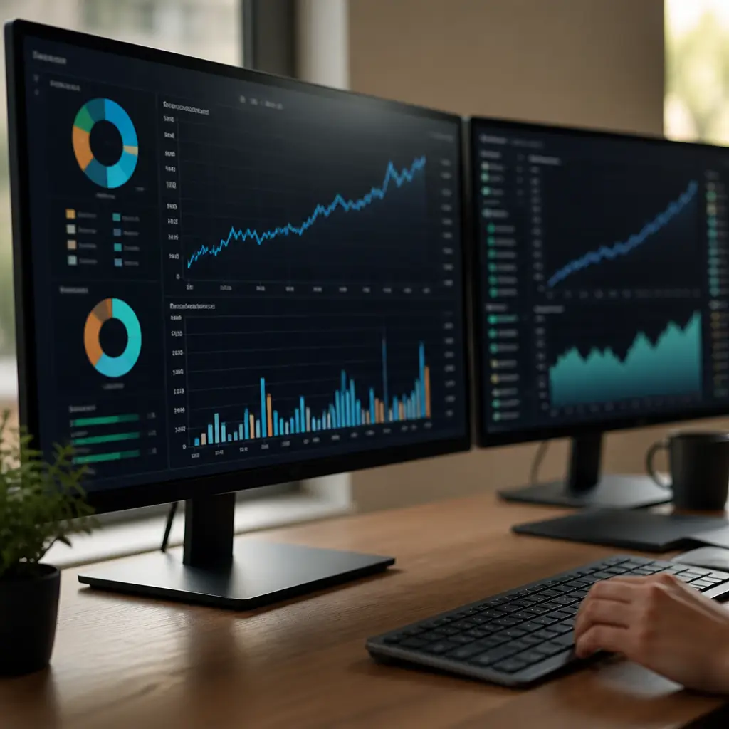 Portfolio statements and analysis laid out on a desk
