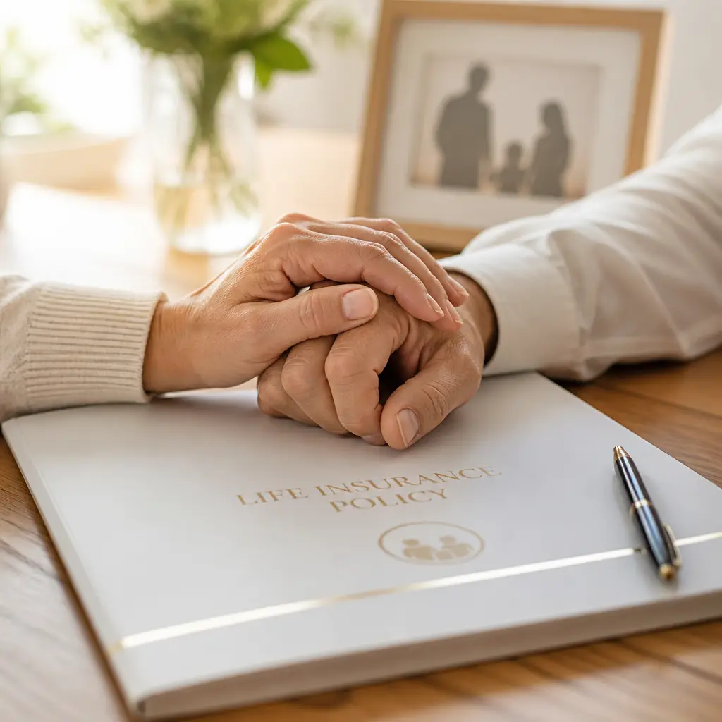 Advisor walking a retired couple through life insurance options