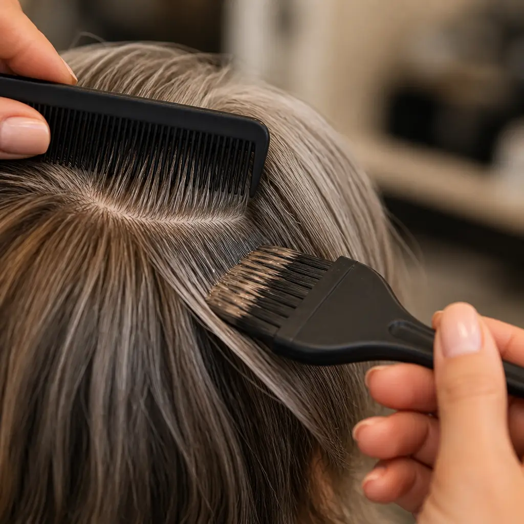 A reclined hot-towel straight-razor shave in progress