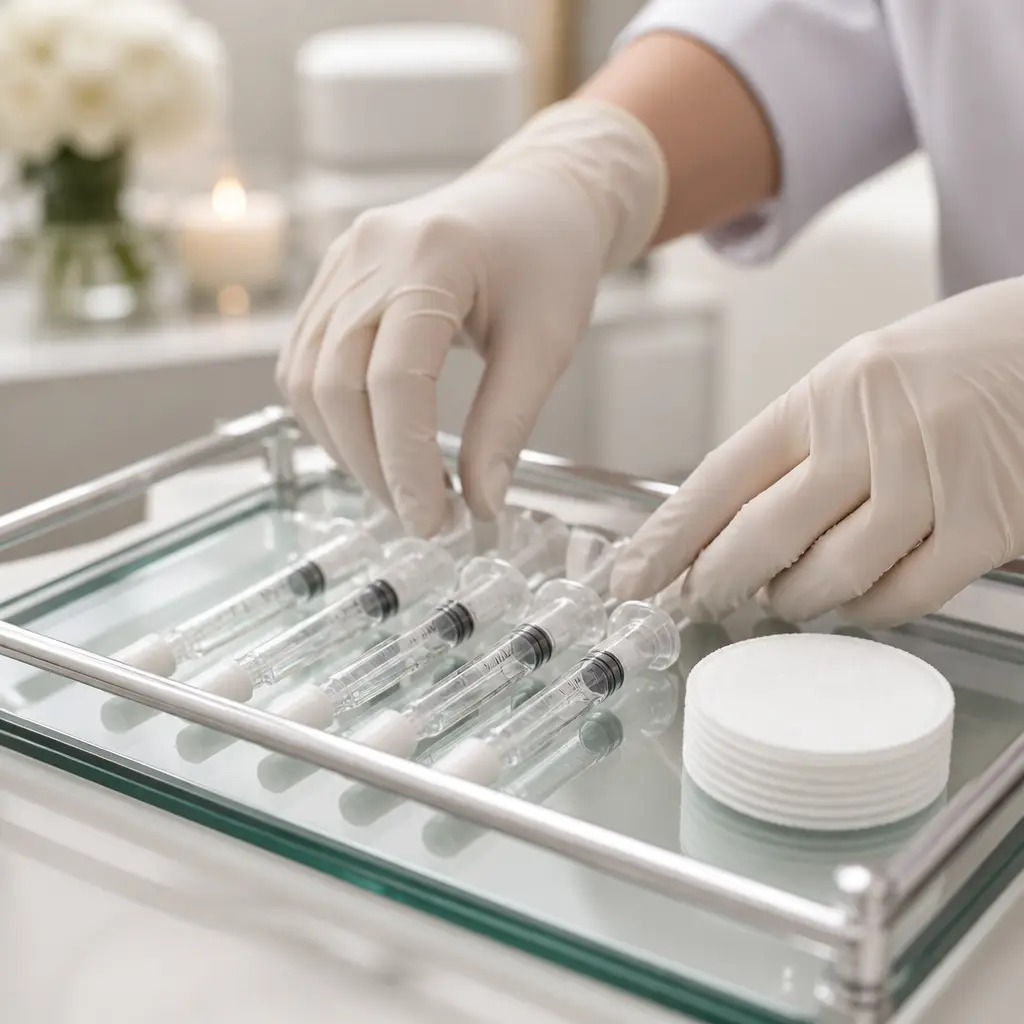 Nurse reviewing a surgical plan with a patient in a private prep room