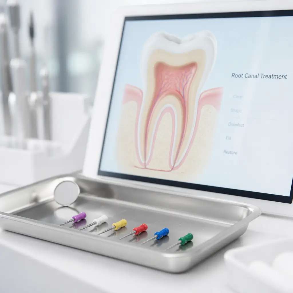 Endodontic treatment room prepared for a procedure