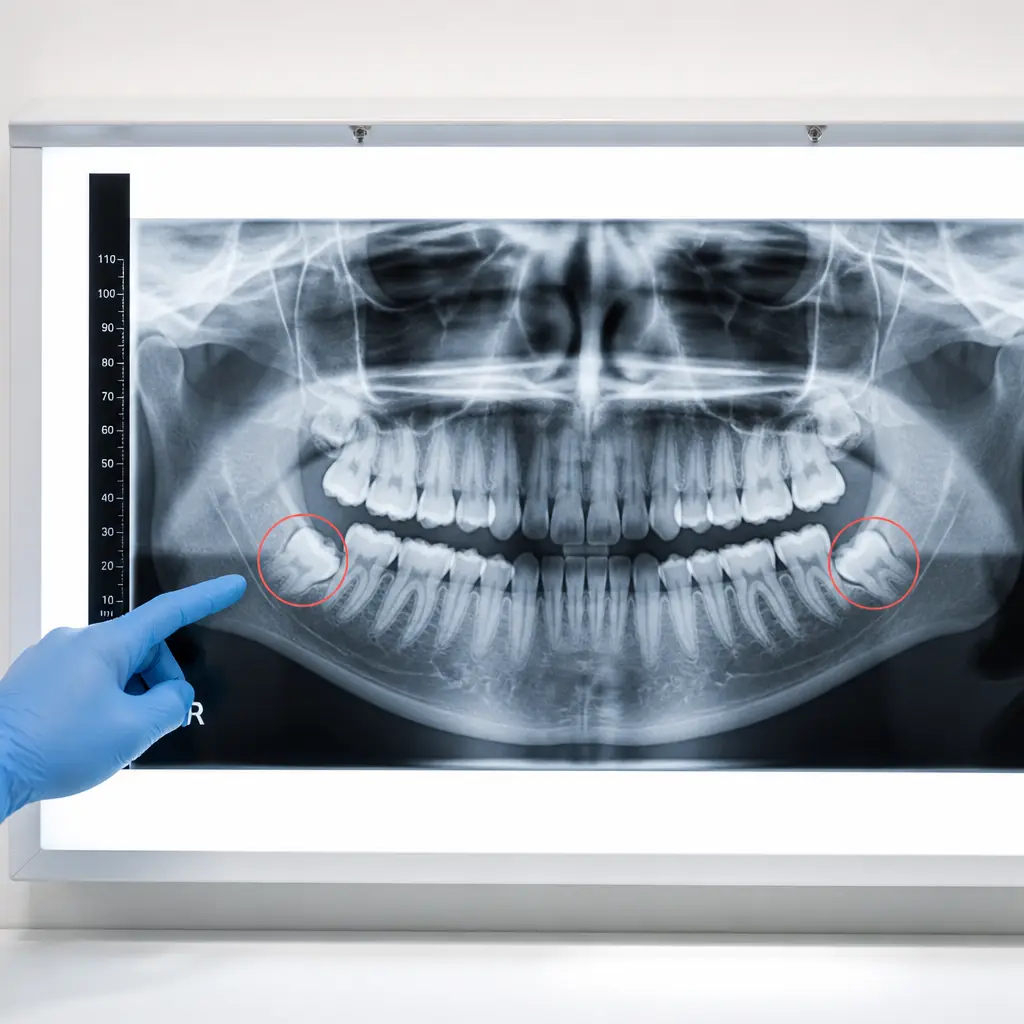 Dental implant model shown on a consultation desk