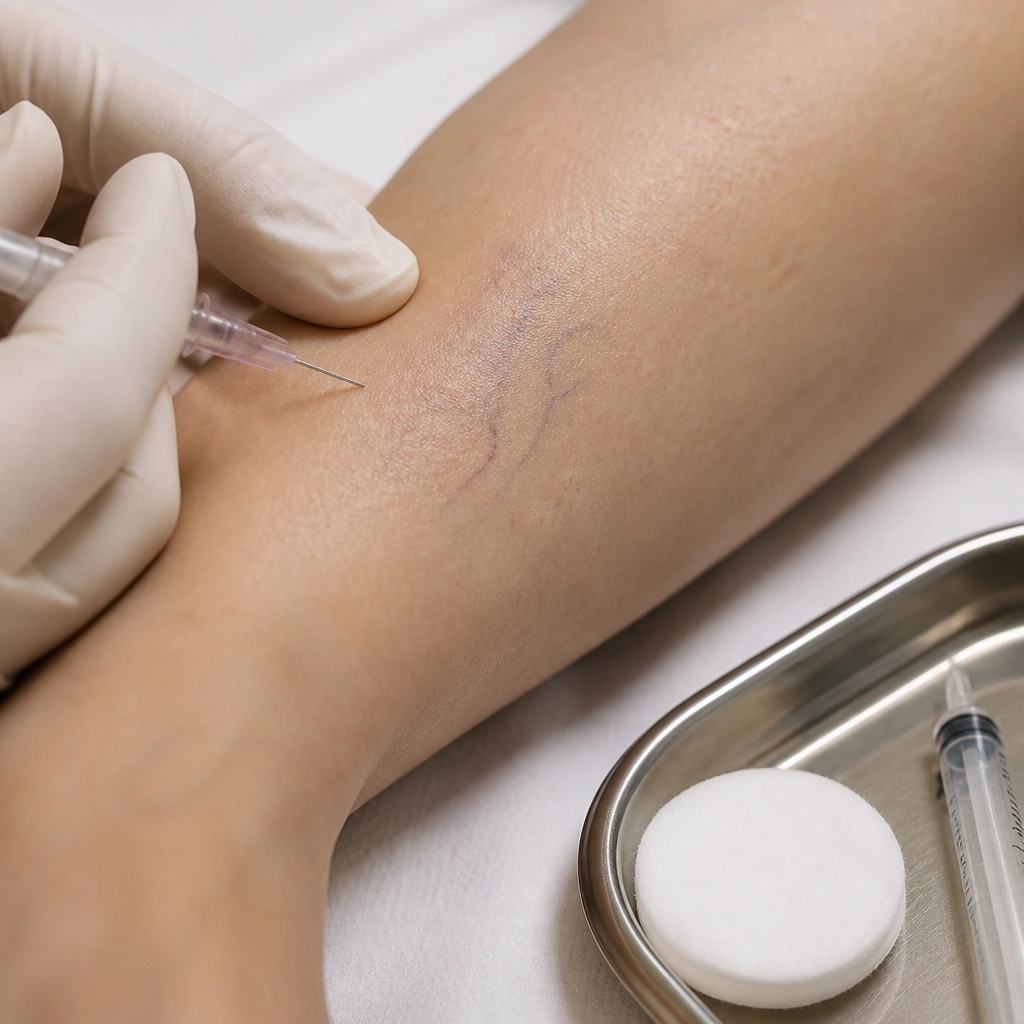 Physician examining a patient’s skin with a dermatoscope
