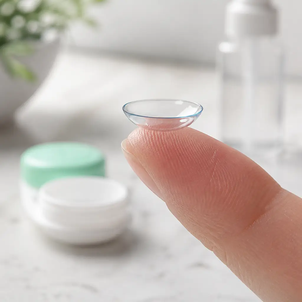 Vision testing with an acuity chart and occluder during a lens fitting